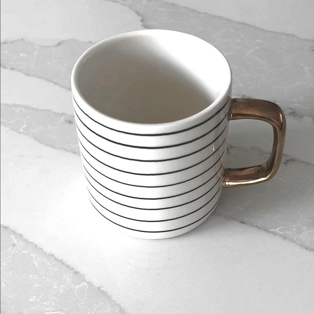 Thyme & Table Striped Mug with Gold Handle